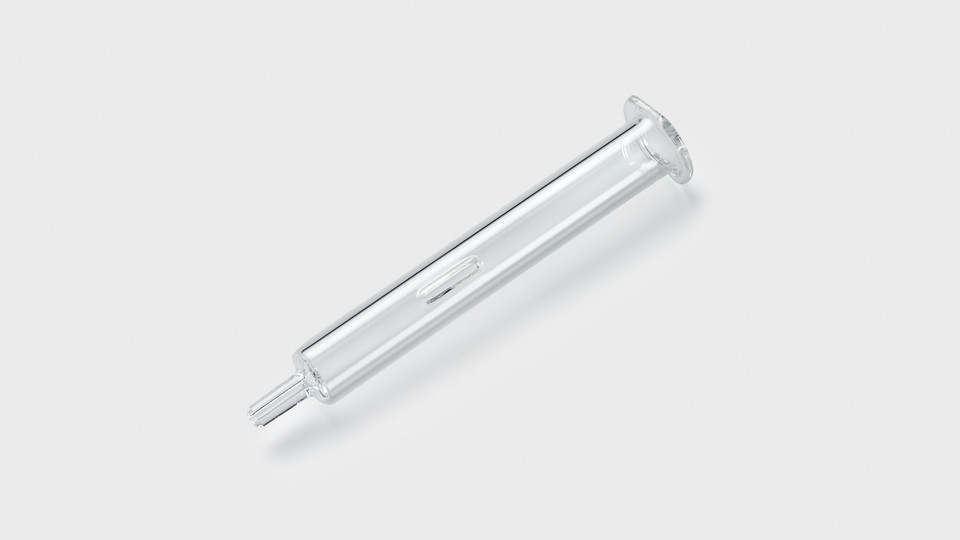 Bypass glass syringe with luer cone