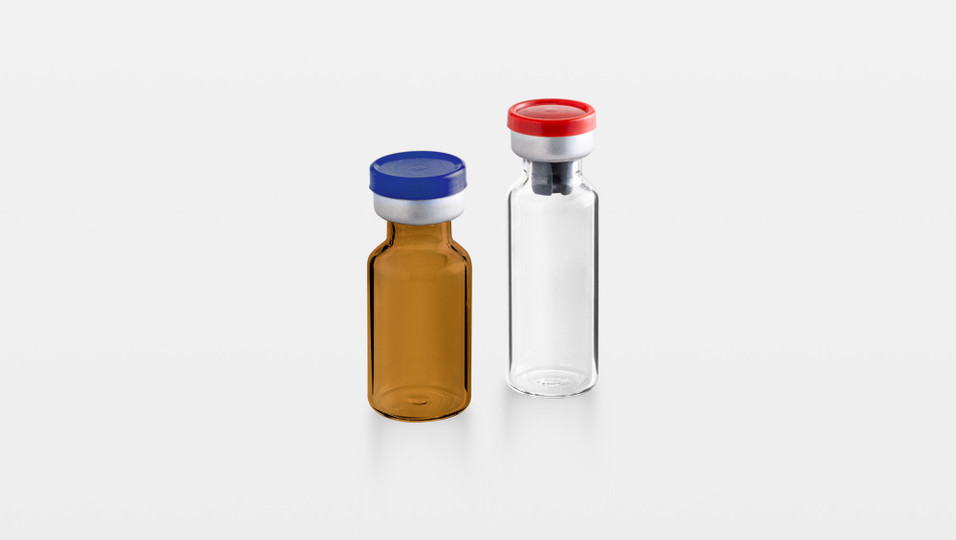 vials clear and amber with closures